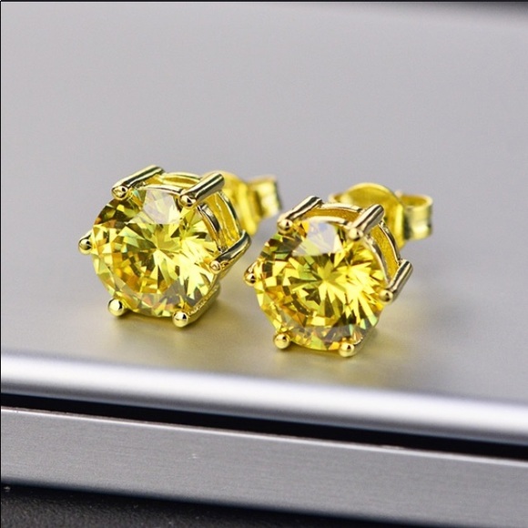 2.5 CT 925l Topaz & Citron Zirconia Silver Studs⭐️ - Picture 3 of 4